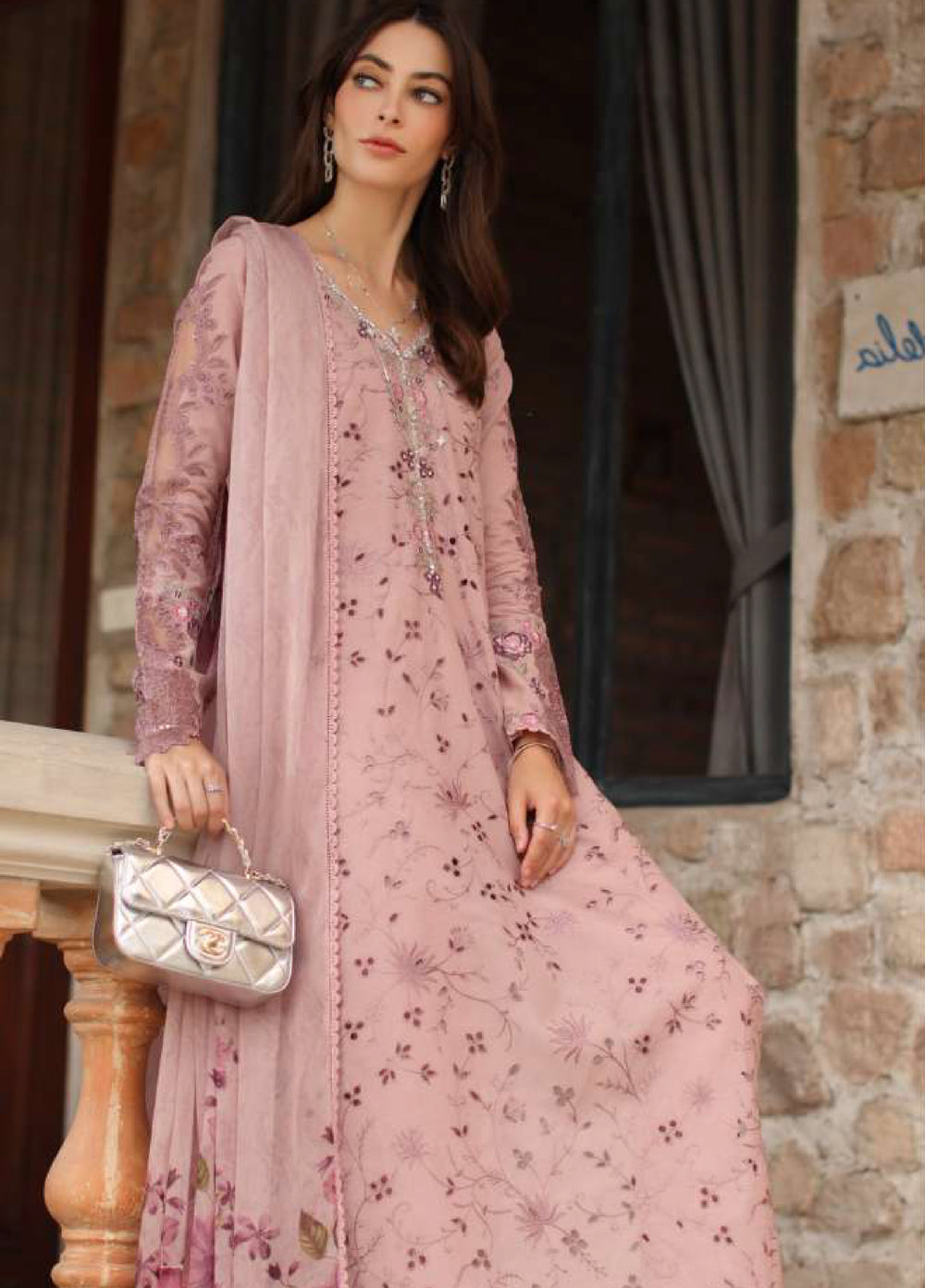 Noor by Saadia Asad Unstitched Embroidered Luxury Lawn 3 Piece Suit SA26UNL D1B-SORINA - Eid Collection