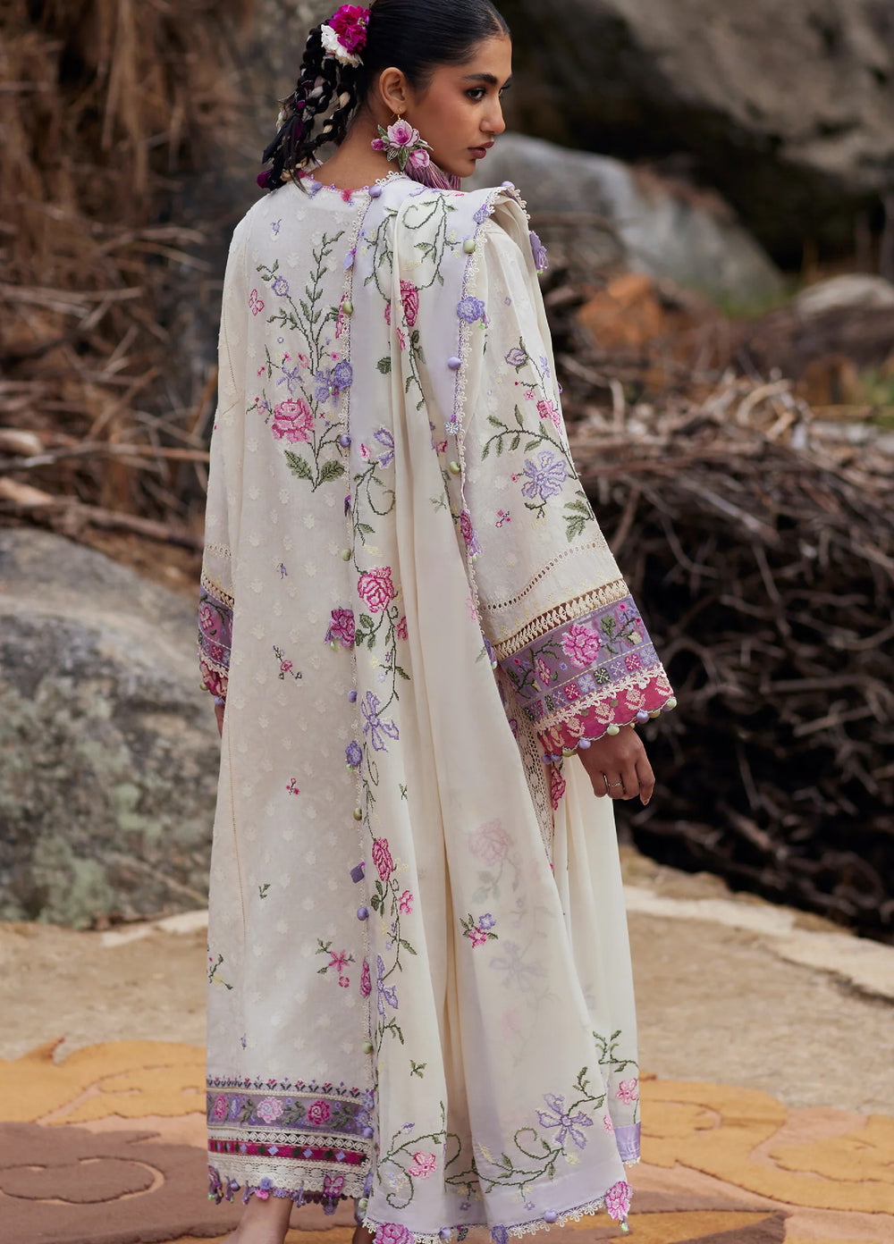 Meili by Zaha Unstitched Embroidered Lawn 3 Piece Suit ZK26UML ZL26-03A - Festive Collection