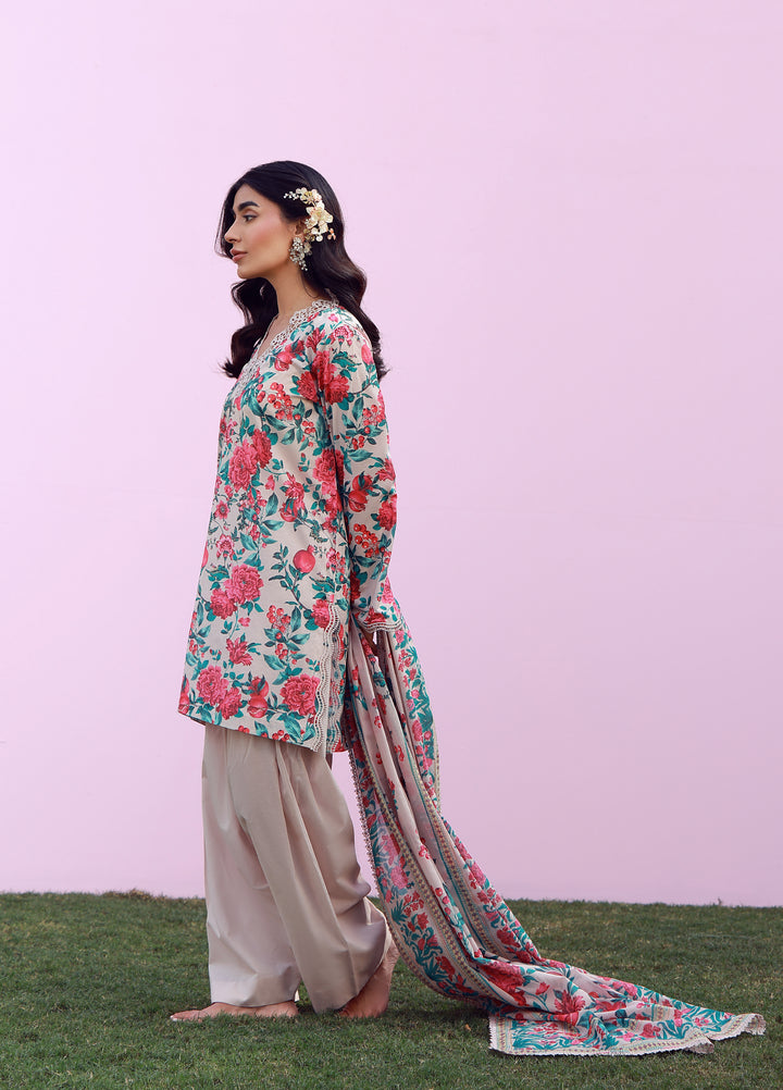 Mirha by Sahar Unstitched Printed Lawn 3 Piece Suit SS1-26-16 Ivory Bloom - Summer Collection