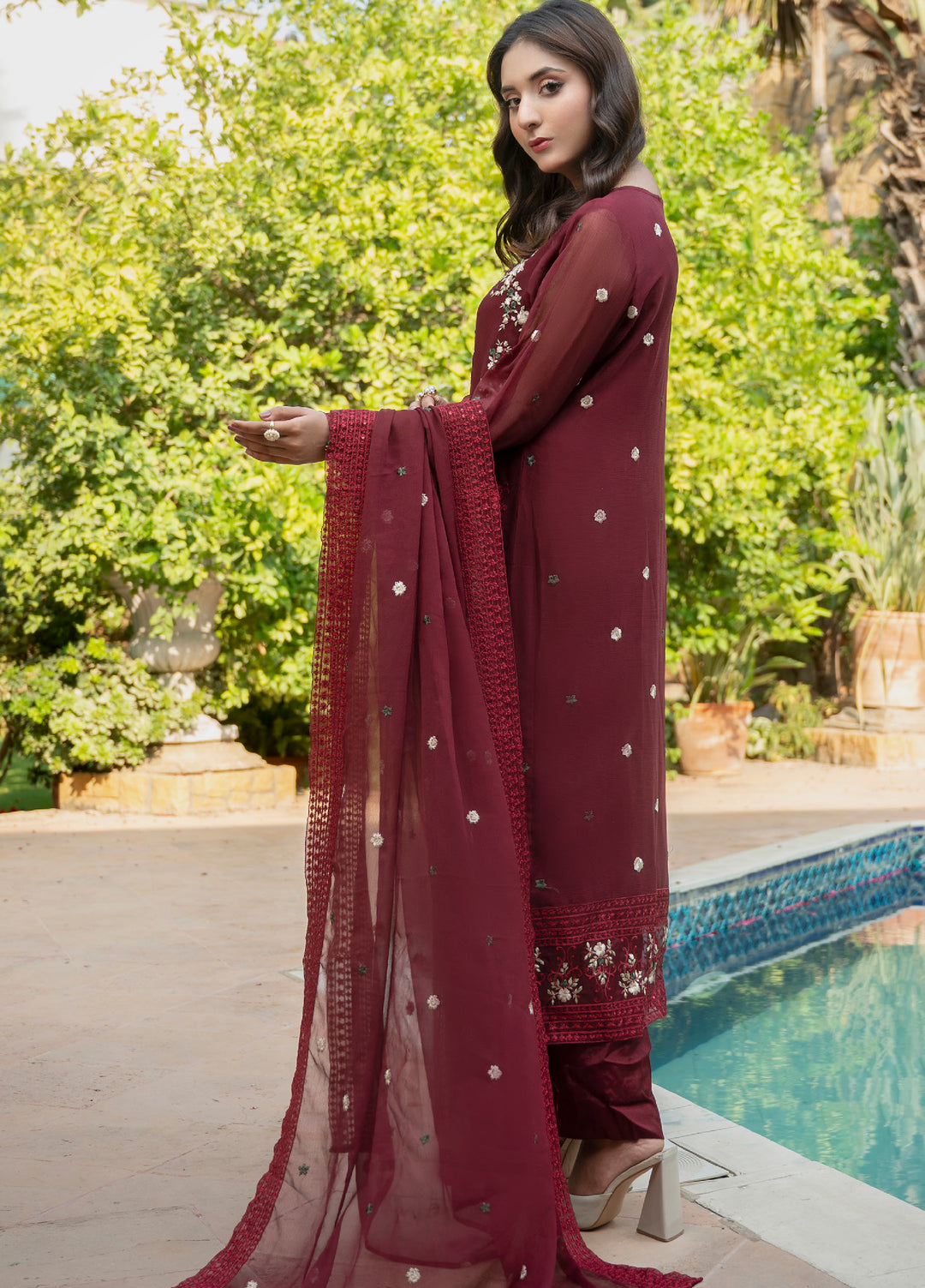 Zenia by Fine Tex Unstitched Royal Embroidered Chiffon Suits 3 Piece FNT25ZC ZC-02 - Festive Collection