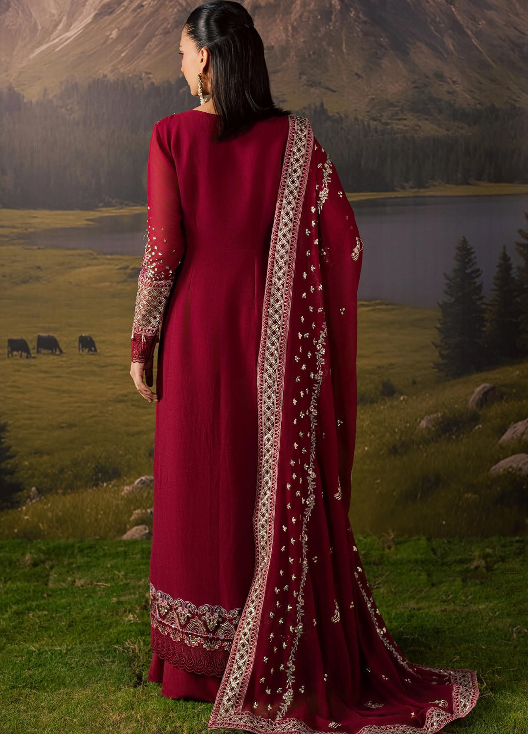 Divani by Daria Unstitched Embroidered Chiffon 4 Piece Suit DN26UD DA 121 4-CAROL - Festive Collection
