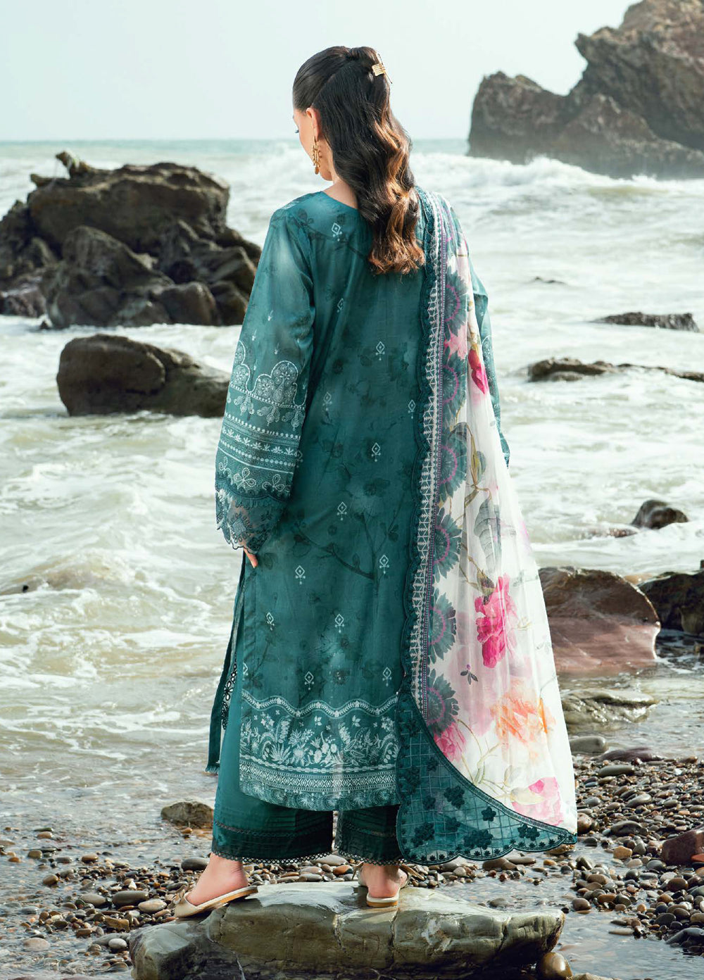 Gardenia by Nureh Unstitched Embroidered Lawn 3 Piece Suit NU26UGL NSG-198 - Summer Collection