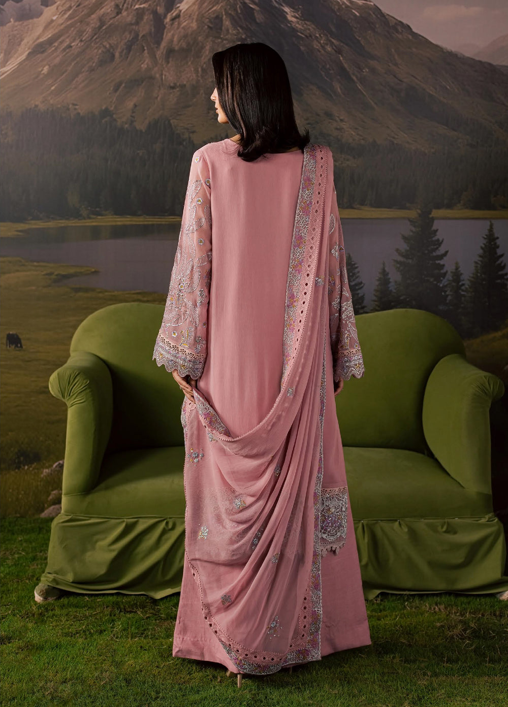 Divani by Daria Unstitched Embroidered Chiffon 4 Piece Suit DN26UD DA-118 1-PINK - Festive Collection