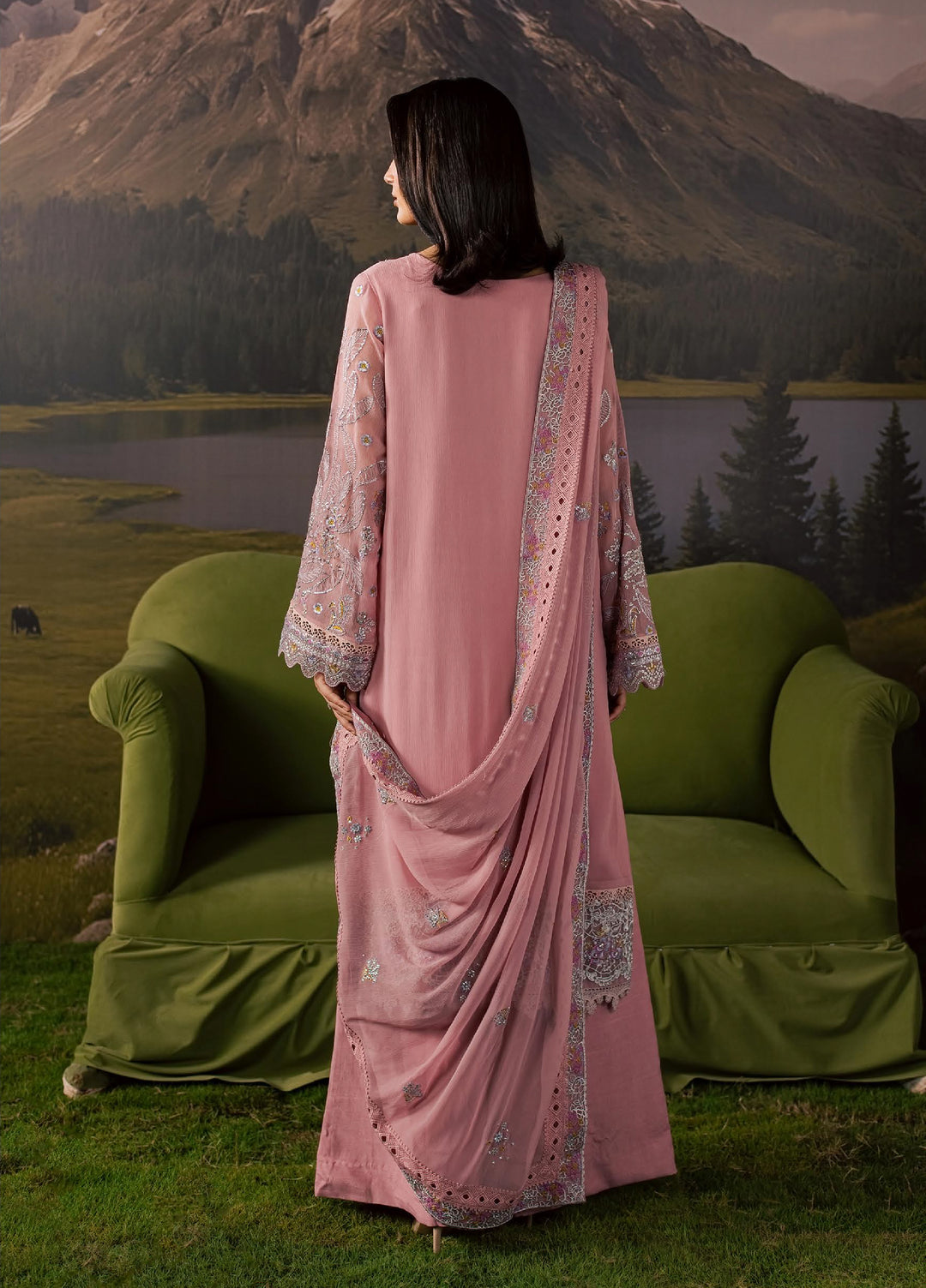 Divani by Daria Unstitched Embroidered Chiffon 4 Piece Suit DN26UD DA-118 1-PINK - Festive Collection