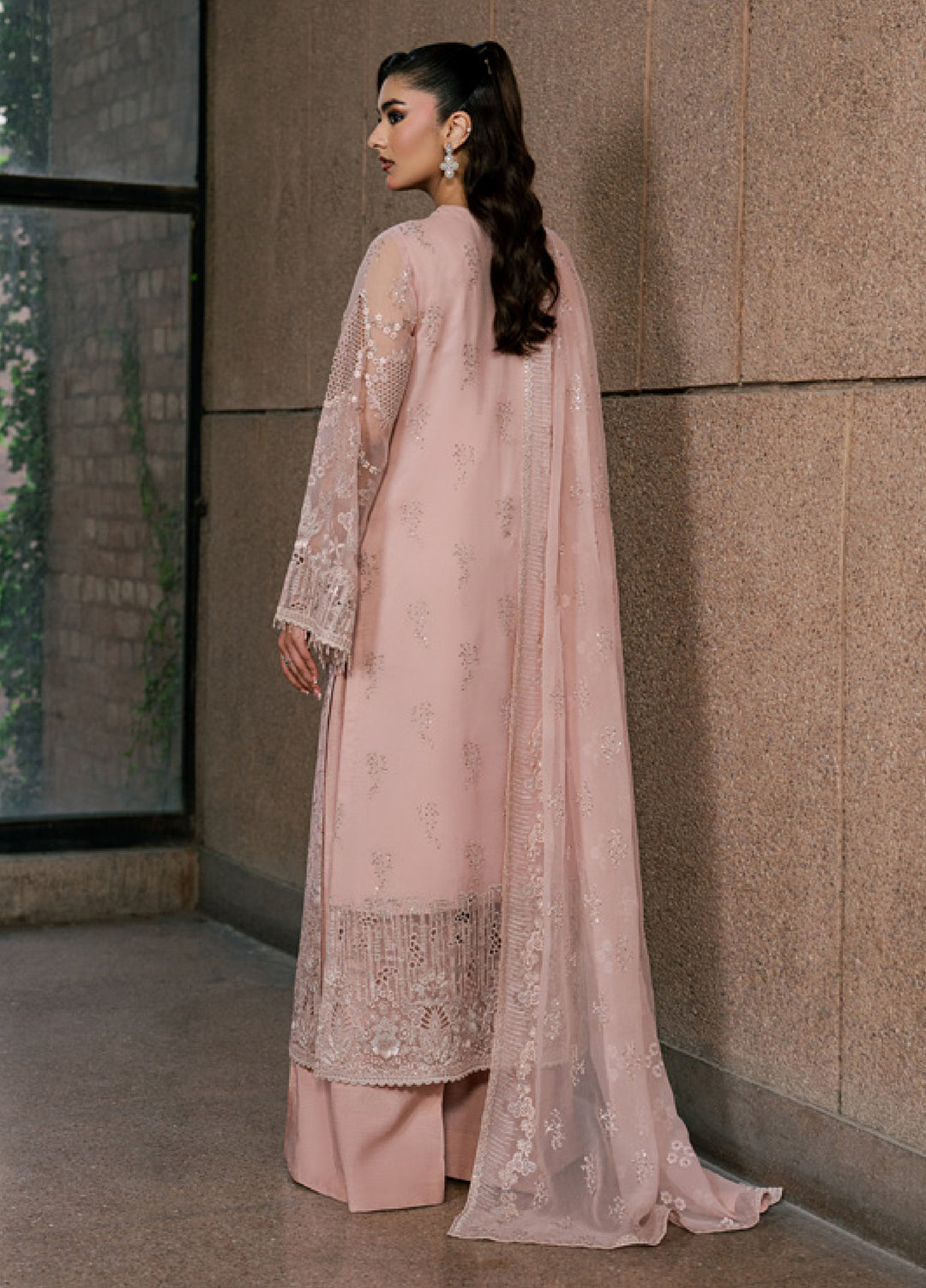 Lazawal by Lavish Premium Unstitched Embroidered Chiffon 3 Piece Suit LVP26UCL Pink Blossom - Festive Collection