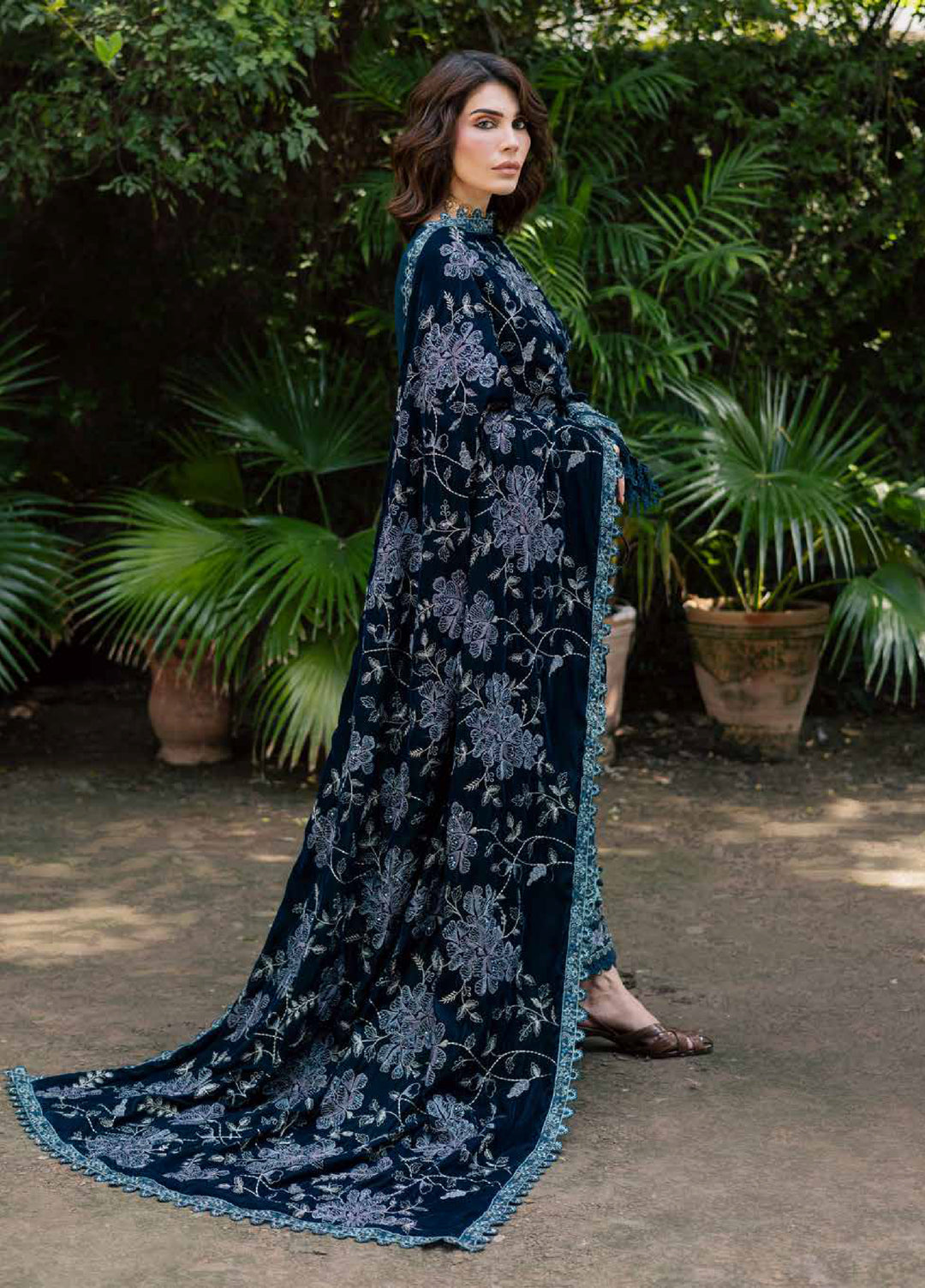 Nureh Exclusive Unstitched Luxury Leather Peach Embroidered Suits 3 Piece NU25LV NE-183 - Festive Collection