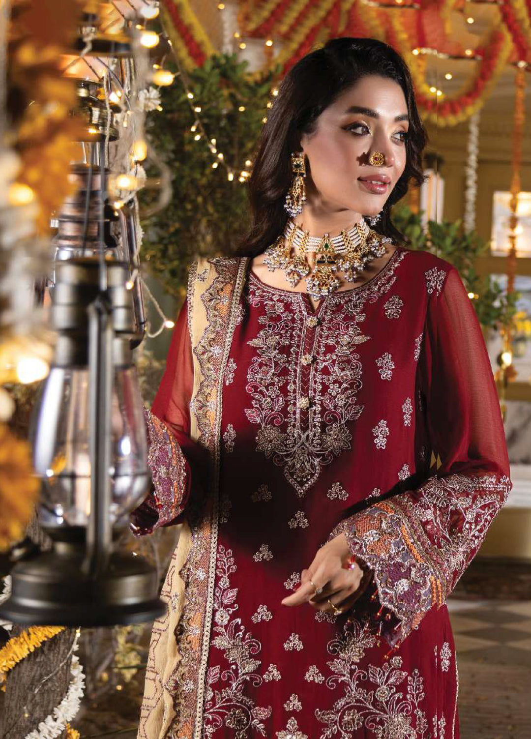 Shagun by Imrozia Premium Women 3 Piece Chiffon Suit M-109 Hoorain - Festive Collection