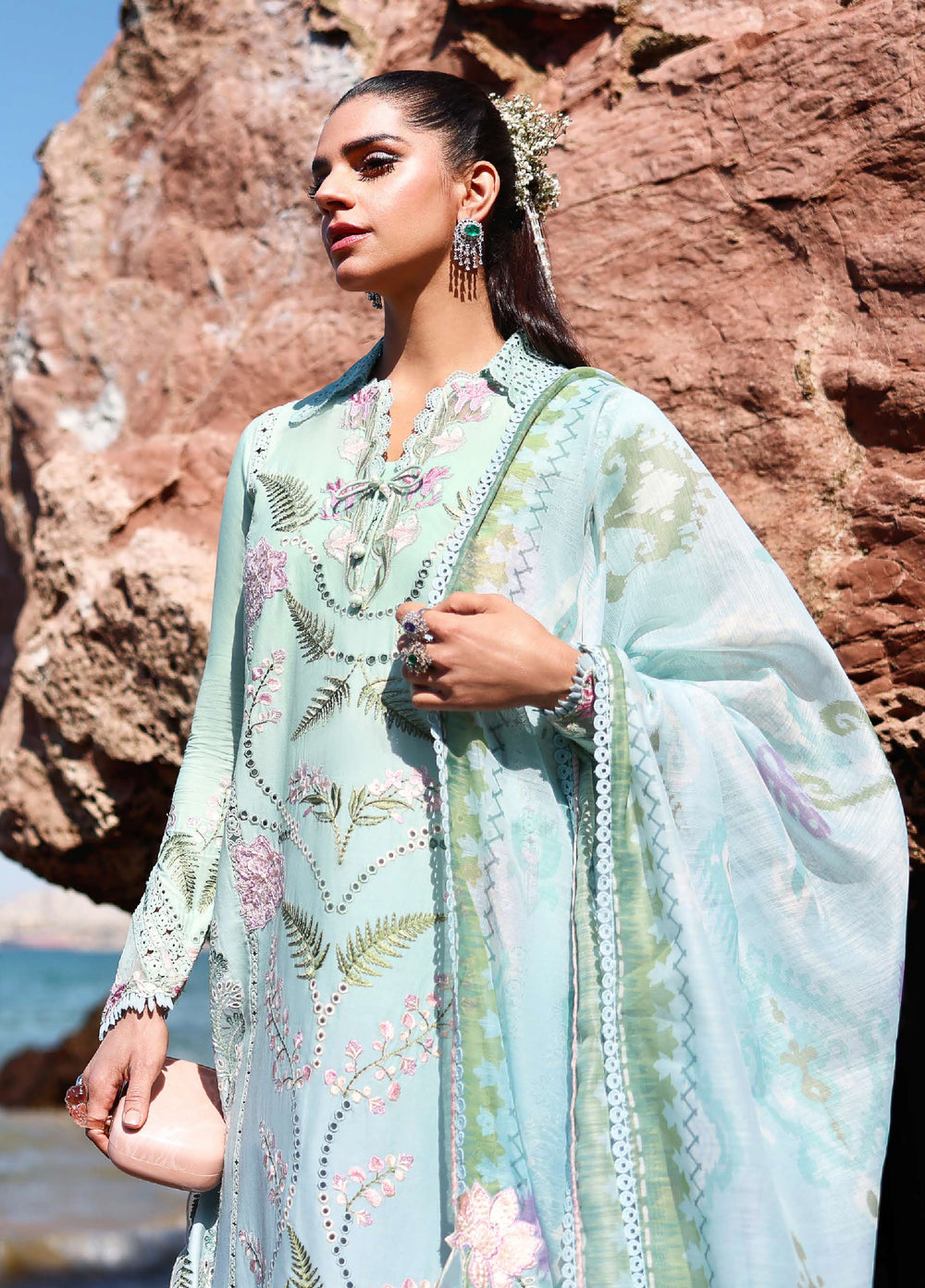 Saira Shakira Unstitched Embroidered Lawn 3 Piece Suit SSR26ULE SS-003B - Eid Collection