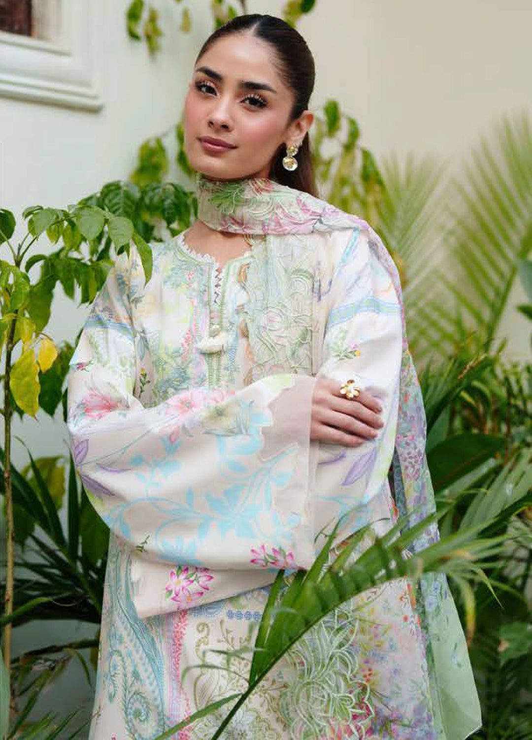 Whispered Florals by Roheenaz Unstitched Embroidered Lawn 3 Pcs Suit RNZ26UWF D-11 B SOFT BLOOM - Summer
