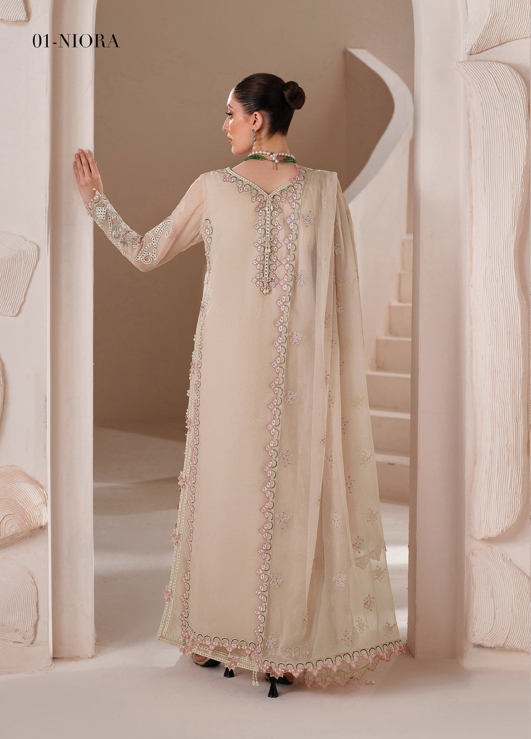 Threads by Alizeh Fashion Unstitched Embroidered Chiffon 3 Piece Suit AF26UTC D-1 Niora - Festive Collection