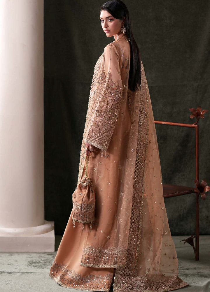 Starlet Jewels by Emaan Adeel Unstitched Embroidered Organza 3 Piece Suit EA26USF Hessonite - Festive Collection