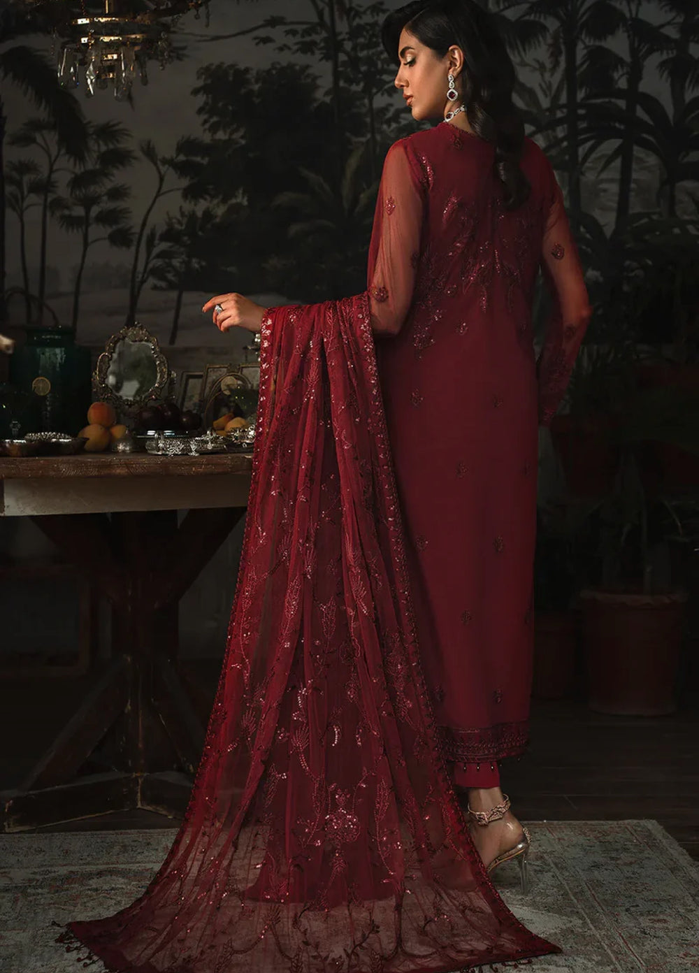 Zarif Women Unstitched Embroidered Net 3 Piece Suit ZR26UFC ZLR 01 MARLENE - Festive Collection