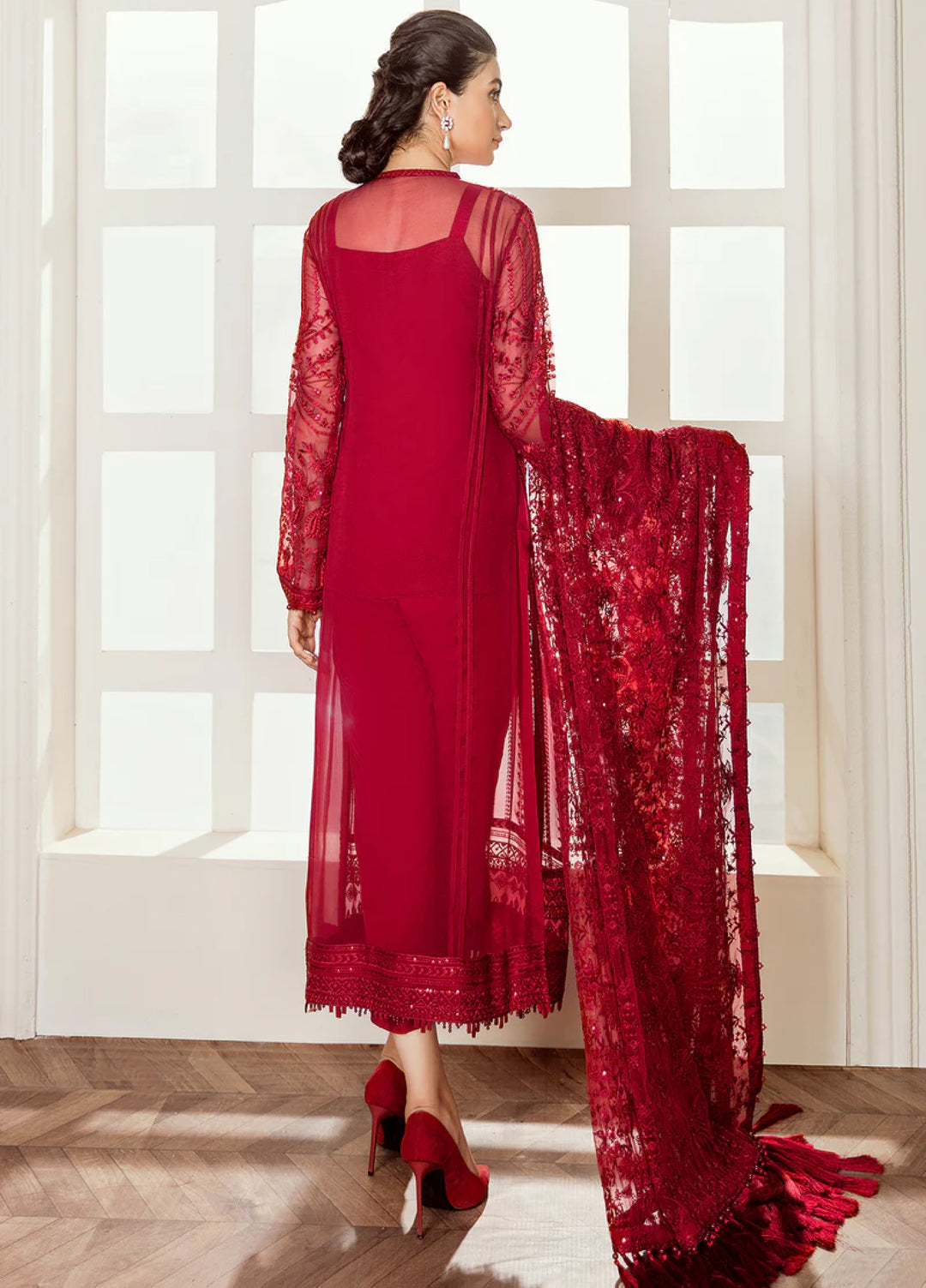 Chantelle by Baroque Unstitched Chiffon Embroidered Suits 3 Piece BQ25FC UF-37 - Festive Collection