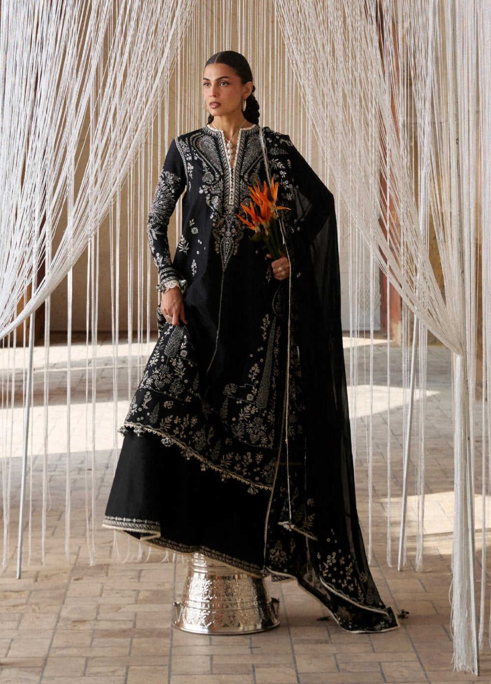 Zan by Hussain Rehar Unstitched Embroidered Lawn 3 Piece Suit HR26UZF Meshki D-108 - Festive Collection