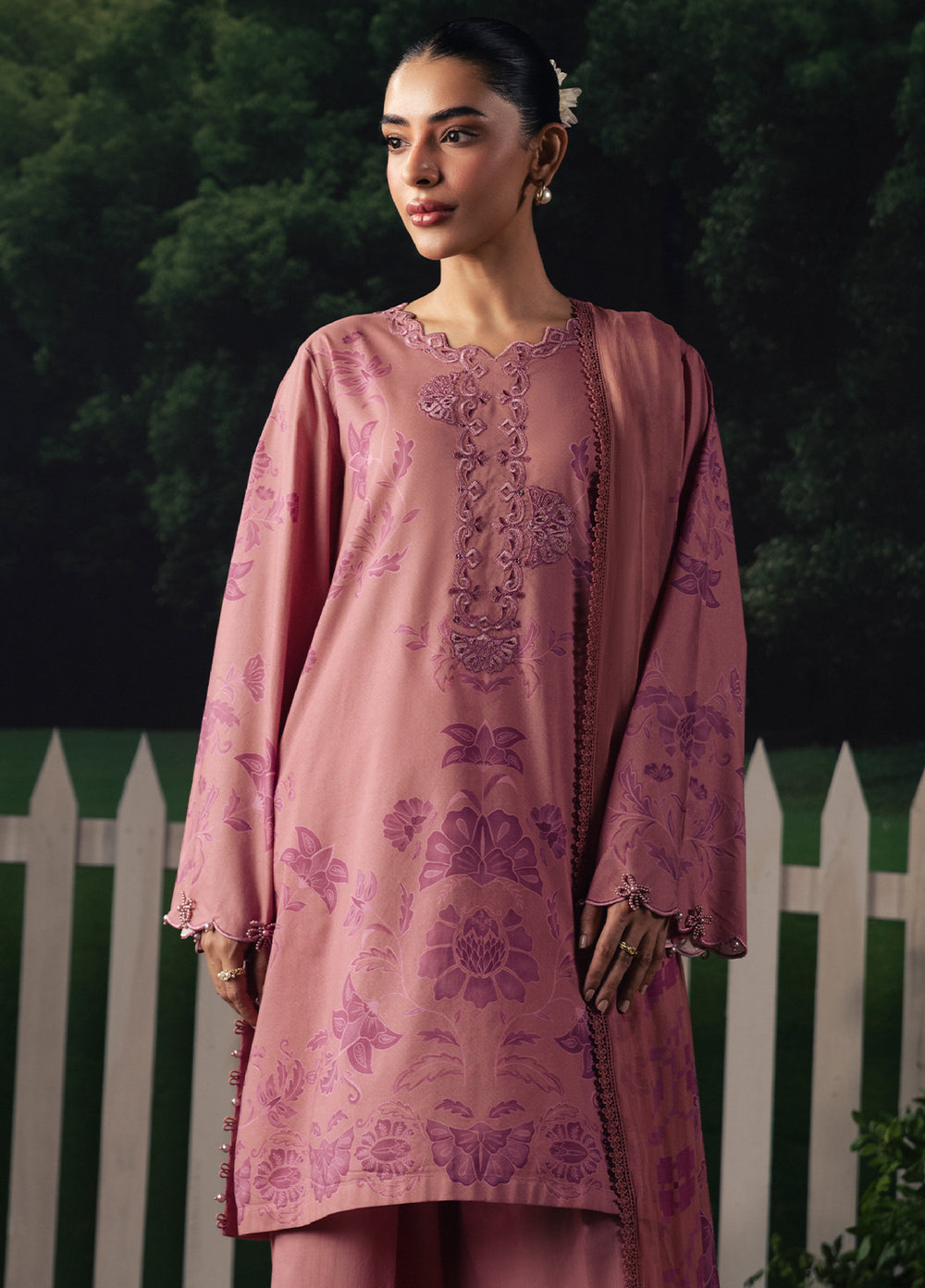 Moonsoon Edit by Cross Stitch Unstitched Printed Cambric 3 Piece Suit CS26UCM Blush Essence - Casual Collection