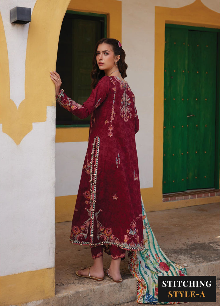 Farah Talib Aziz Unstitched Embroidered Lawn 3 Piece Suit FTA26UL FTA-02 SOFIA SCARLET - Summer