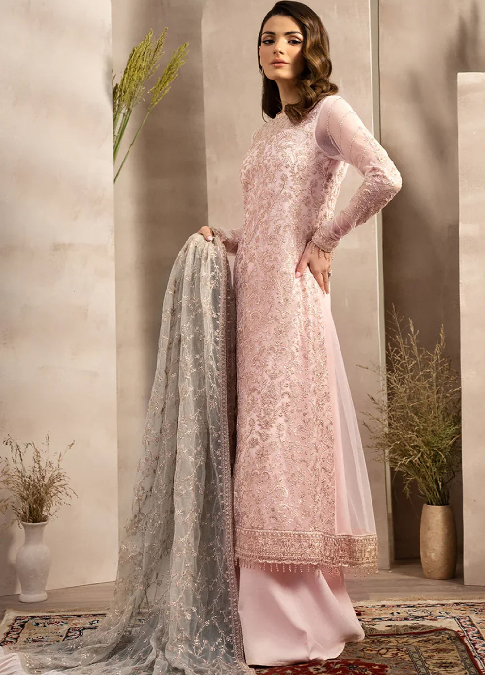 Zarif Women Unstitched Embroidered Net 3 Piece Suit ZR26UFC ZRN 07 LYRAH - Festive Collection