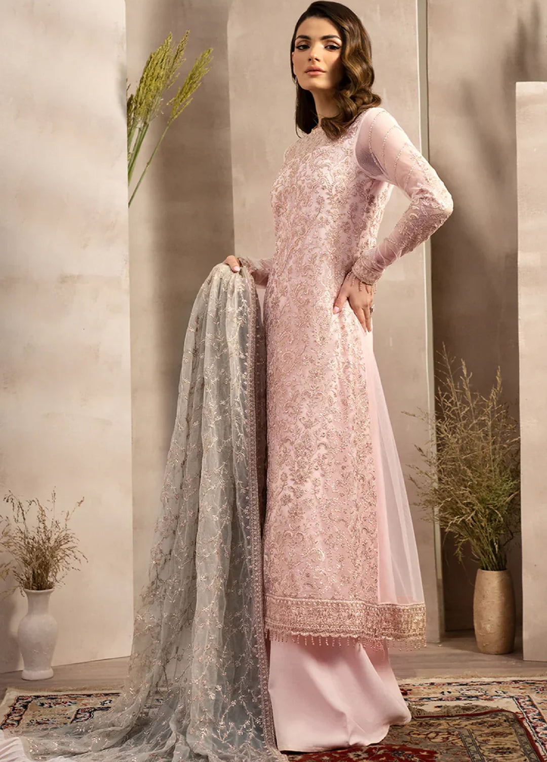 Zarif Women Unstitched Embroidered Net 3 Piece Suit ZR26UFC ZRN 07 LYRAH - Festive Collection