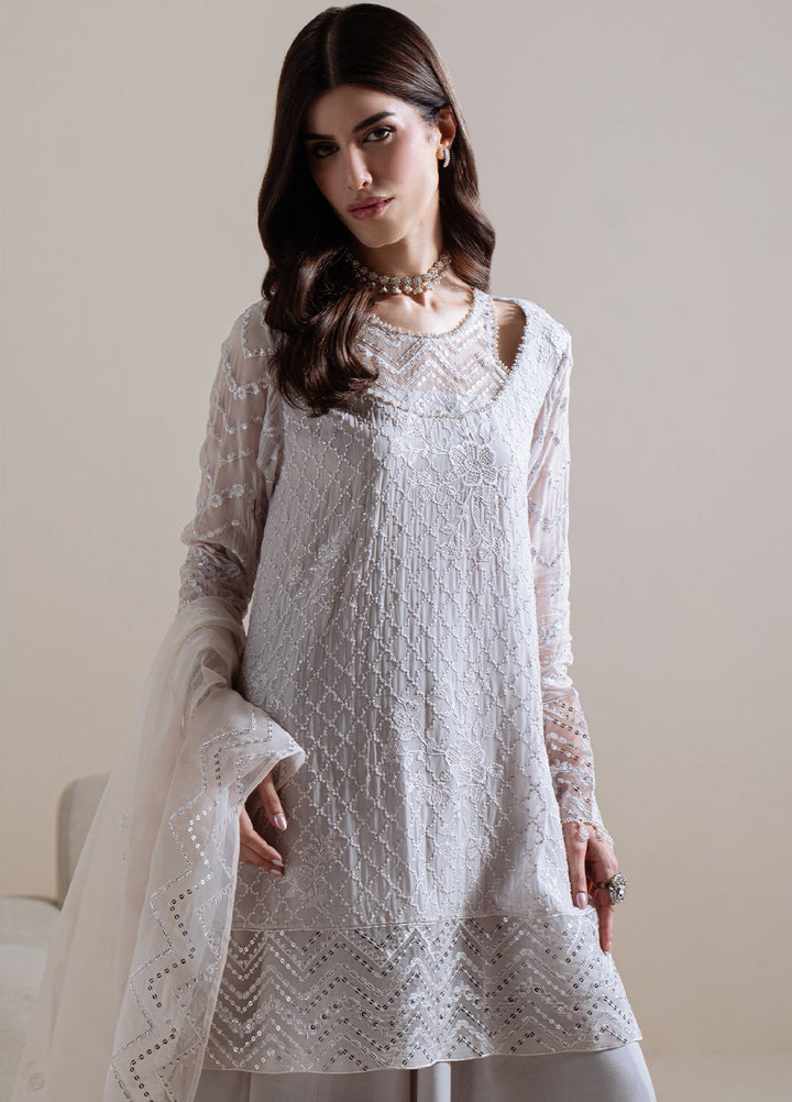 Luxe Atelier by Cross Stitch Unstitched Embroidered Chiffon 3 Piece Suit CS26ULA D-4 Moonlit Mist - Festive Collection