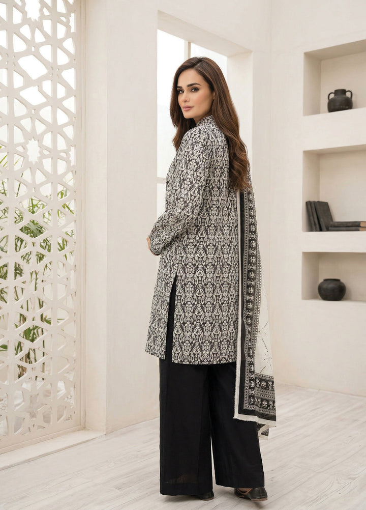 Black N White by Regalia Textiles Unstitched Printed Lawn 3 Piece Suit RG26ULBW D1 - Casual Collection