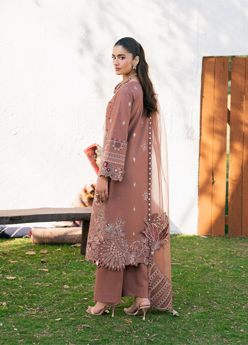 Aura of Flora by Zarizaa Unstitched Embroidered Luxury Lawn 3 Pcs Suit ZZ26UAFL ZA10-3ULE07B-2602 MAGMA - Summer