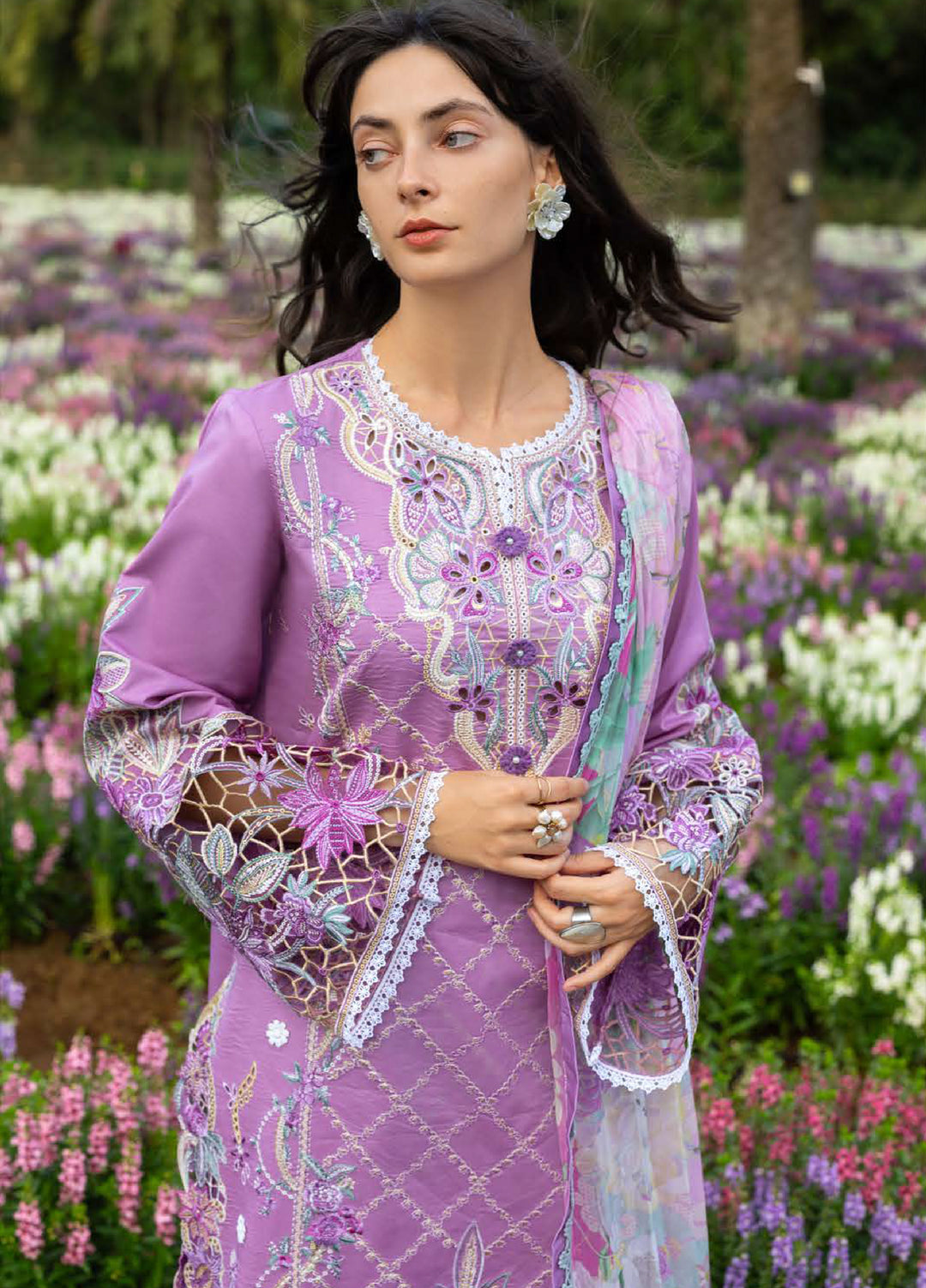 The Secret Garden by Mushq Hemline Unstitched Lawn 3 Piece Suit MU26USG D-13B Secret Thicket - Summer Collection