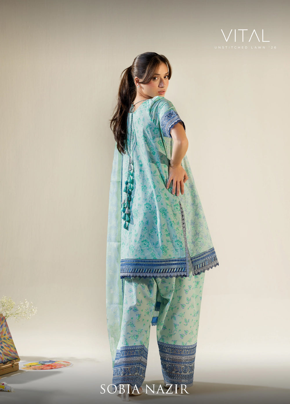 Vital by Sobia Nazir Unstitched Embroidered Lawn 3 Piece Suit SN26UVL 1B - Summer Collection