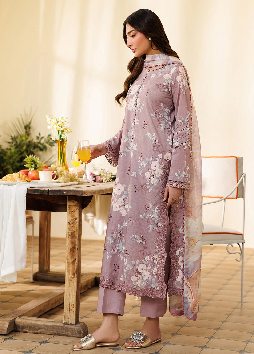 Amani by Zarif RTW Embroidered Lawn 3 Piece Suit ZR26PAL Firoh - Eid Collection