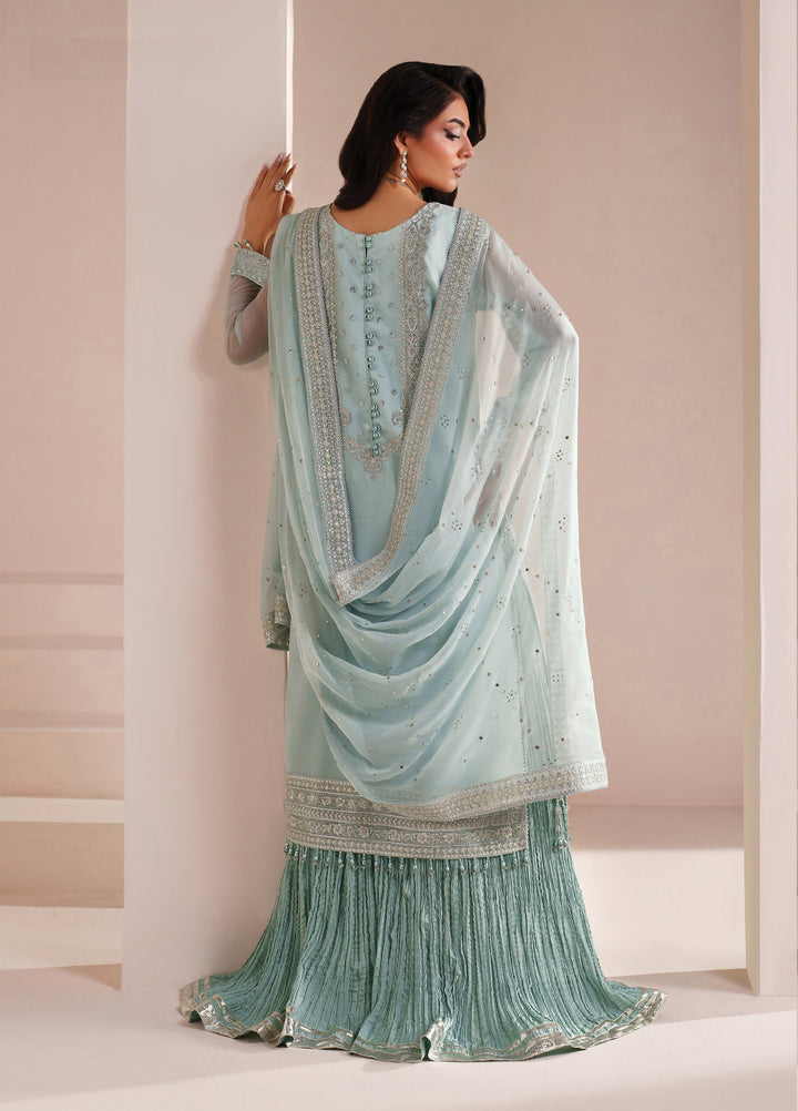 Aymal by Alizeh Fashion Unstitched Embroidered Chiffon 3 Piece Suit AFB26UA D-01 Azure - Festive Collection