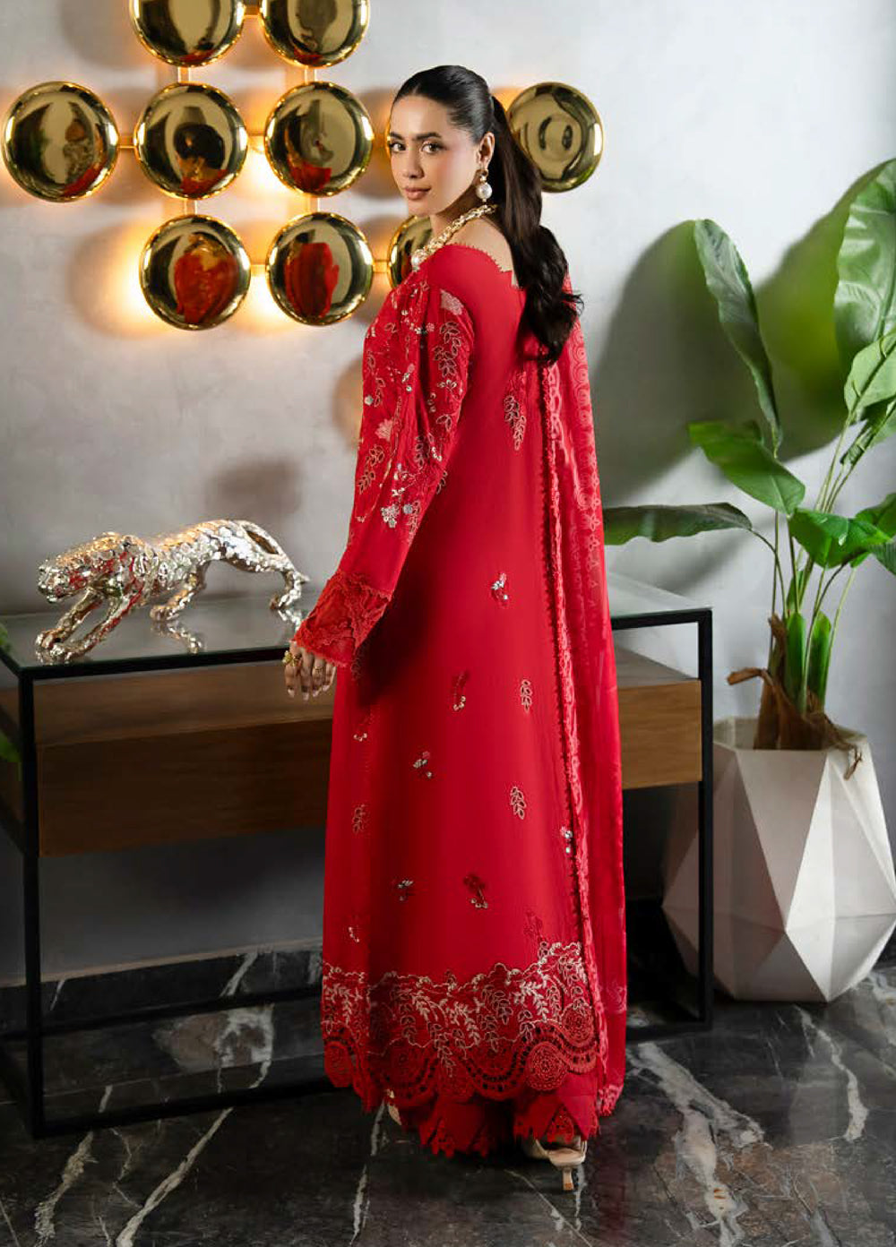 Aylin Unstitched Embroidered Luxury Lawn 3 Piece Suit AYL26UL D10 Crimson Charm - Summer Collection