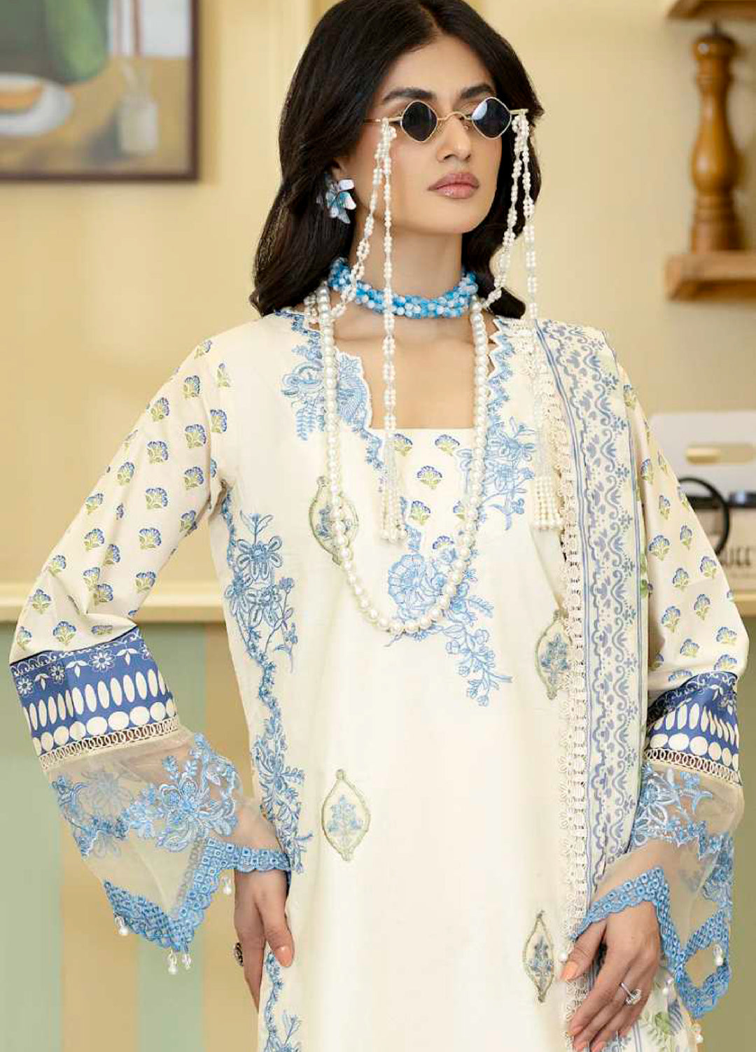 Al Zohaib Unstitched Applique Embroidered Lawn 3 Piece Suit AZ26UAL D-4 - Summer Collection