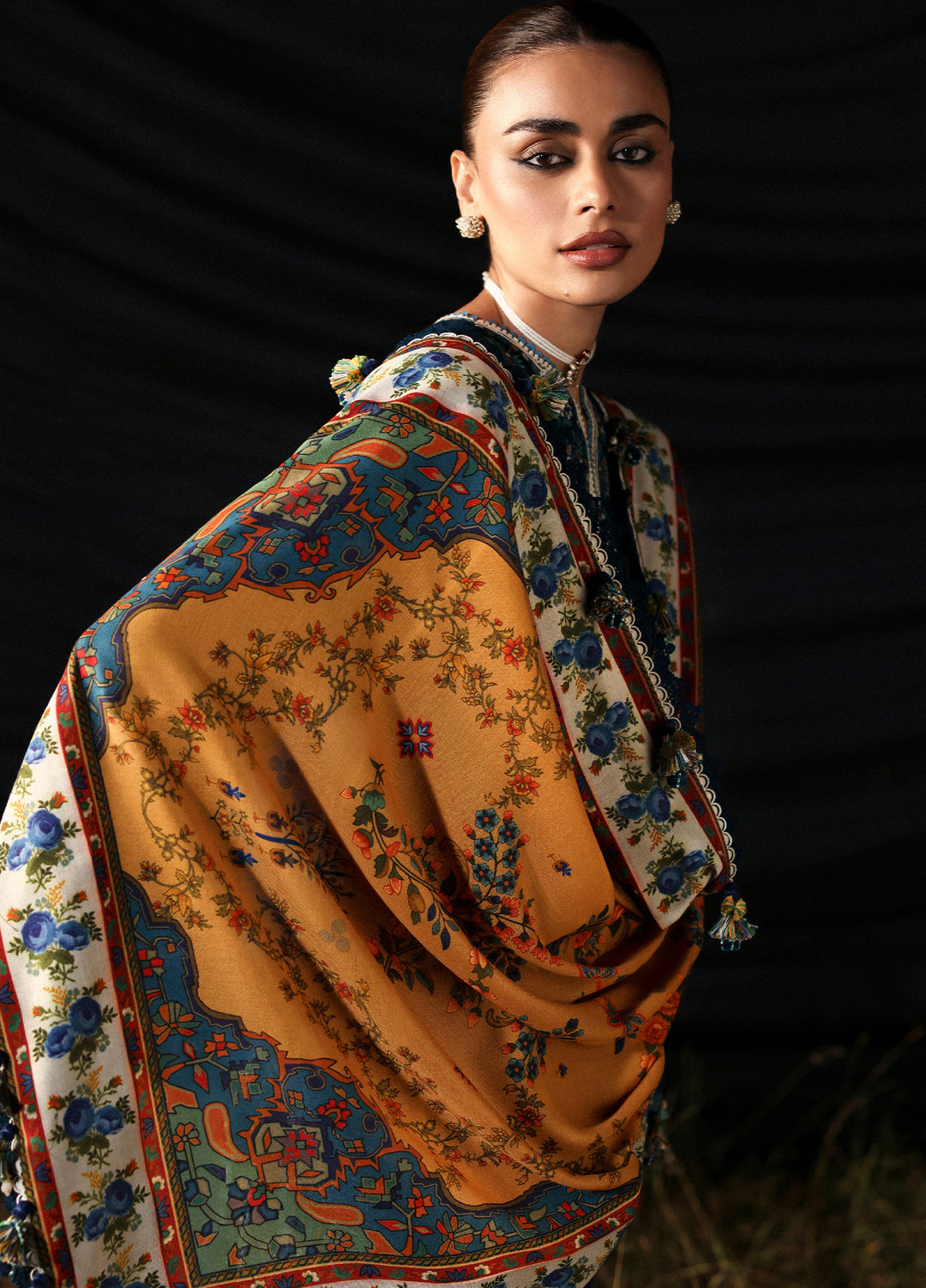 Hussain Rehar Embroidered Khaddar Suits Unstitched 3 Piece HRR25KW Chashm e Bahr - Winter Collection