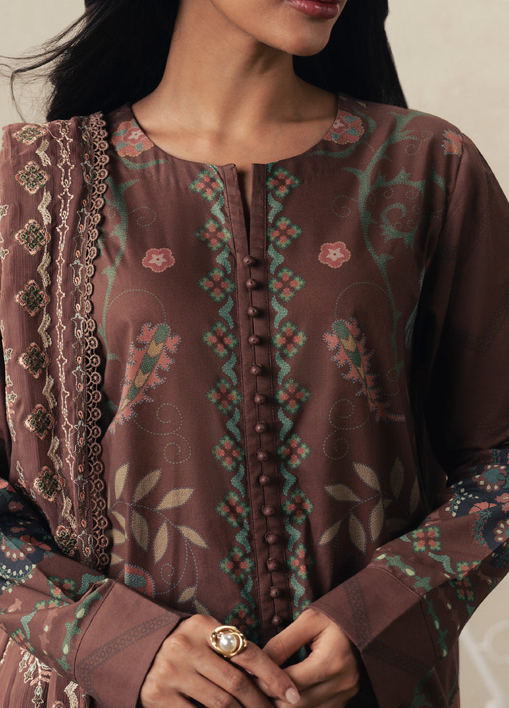 Moonsoon Edit by Cross Stitch Unstitched Printed Cambric 3 Piece Suit CS26UCM Brunette Glam - Casual Collection