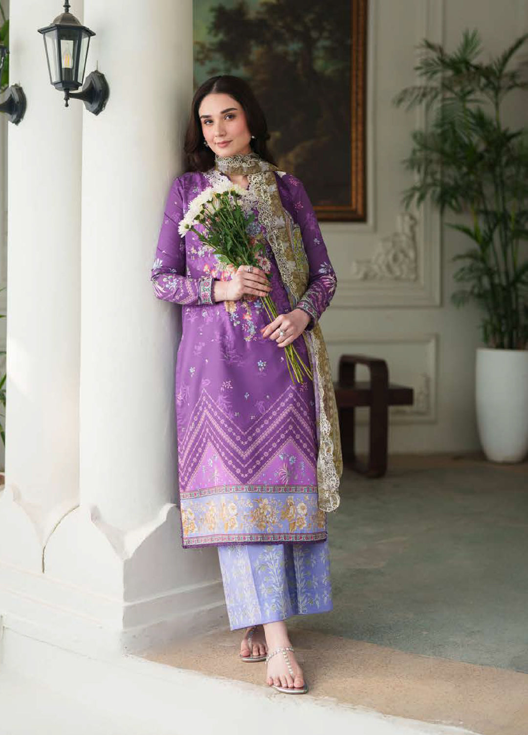 Whispered Florals by Roheenaz Unstitched Embroidered Lawn 3 Pcs Suit RNZ26UWF D-12 B PETAL LULLABY - Summer