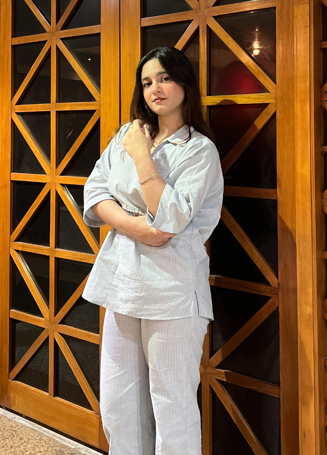 Urban Cut Pret Cotton Striped 2 Piece Co-ord with Trouser C0211 - Summer Collection