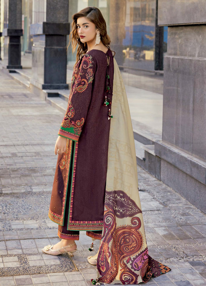 Poshima by Charizma Unstitched Embroidered Peach Leather Suits 3 Piece CHR26PU PSW5-27 - Winter Collection