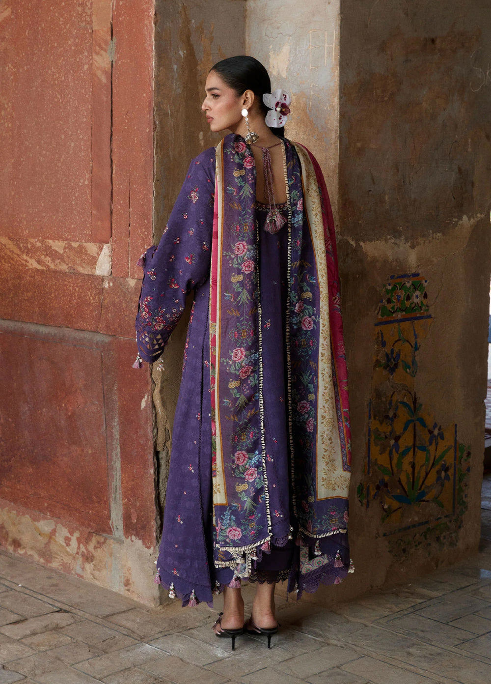 Zan by Hussain Rehar Unstitched Embroidered Lawn 3 Piece Suit HR26UZF Mor D-96 - Festive Collection