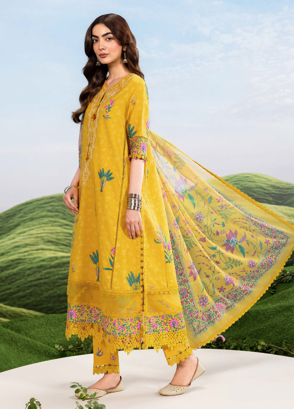 M Basics by Maria B Unstitched Embroidered Lawn 3 Piece Suit MB26SSEL MB-CUSV14-03A - Eid Collection