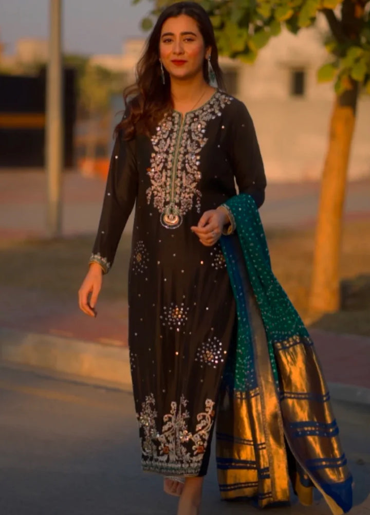Luxe By Hues Atelier Women Pret 3 Piece Heritage Black Formal - Formals Collection