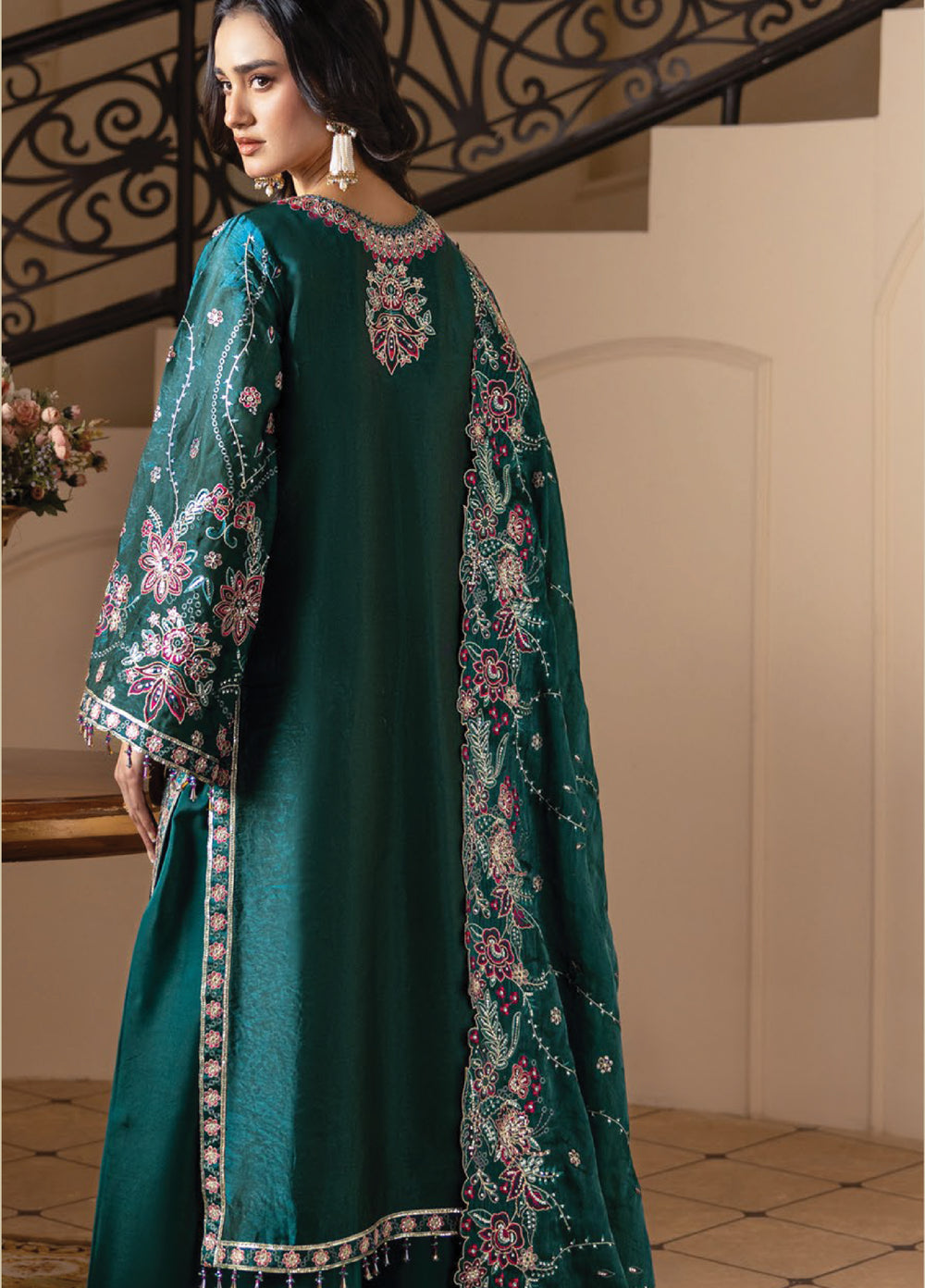 Aaina by Alizeh Unstitched Embroidered Sheesha Silk 3 Piece Suit AF26UASS D-8 ELIF - Festive Collection