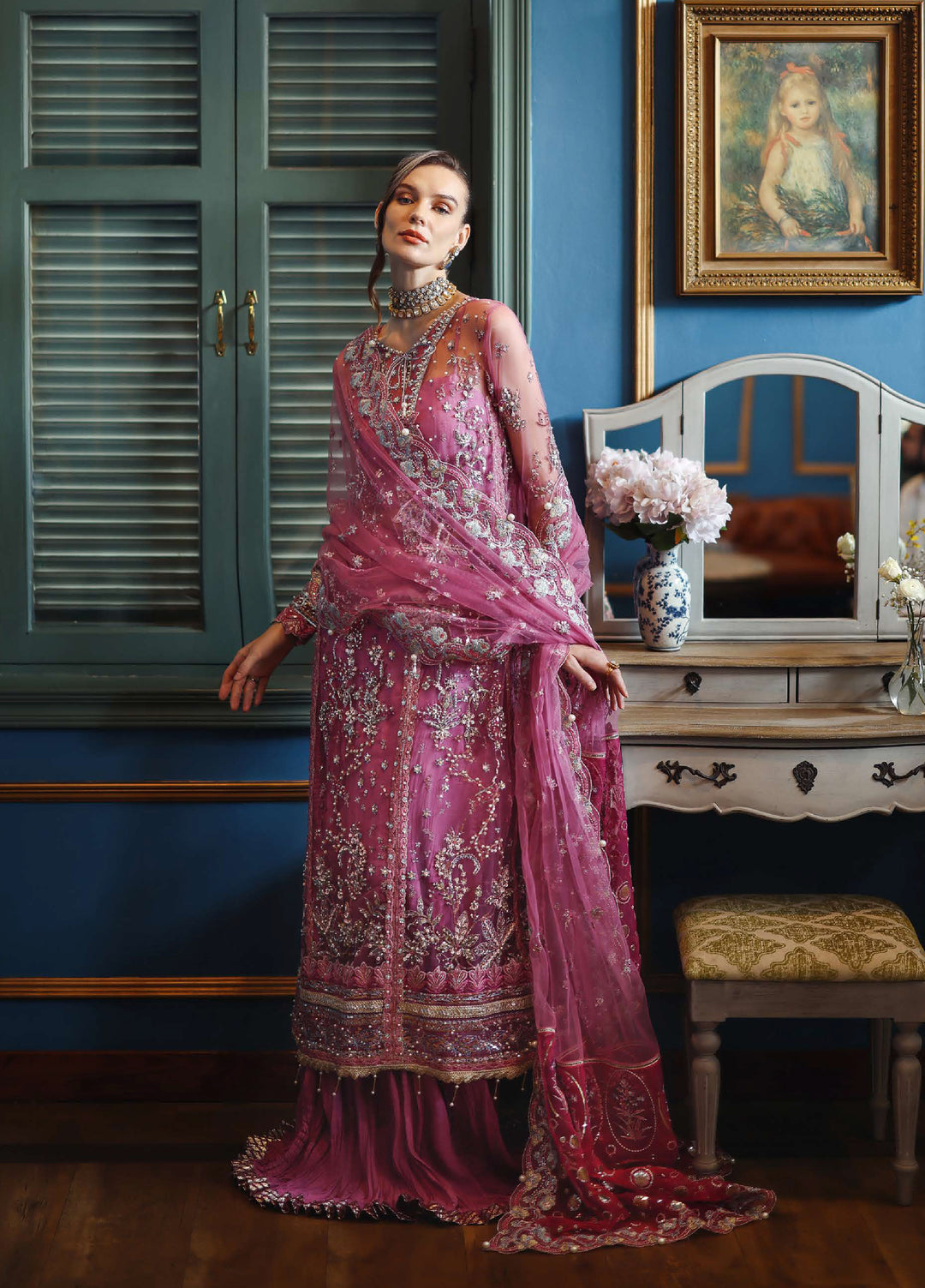 The Muse by Mushq Unstitched Net Embroidered Suits 3 Piece MU26TM Arwen - Wedding Collection