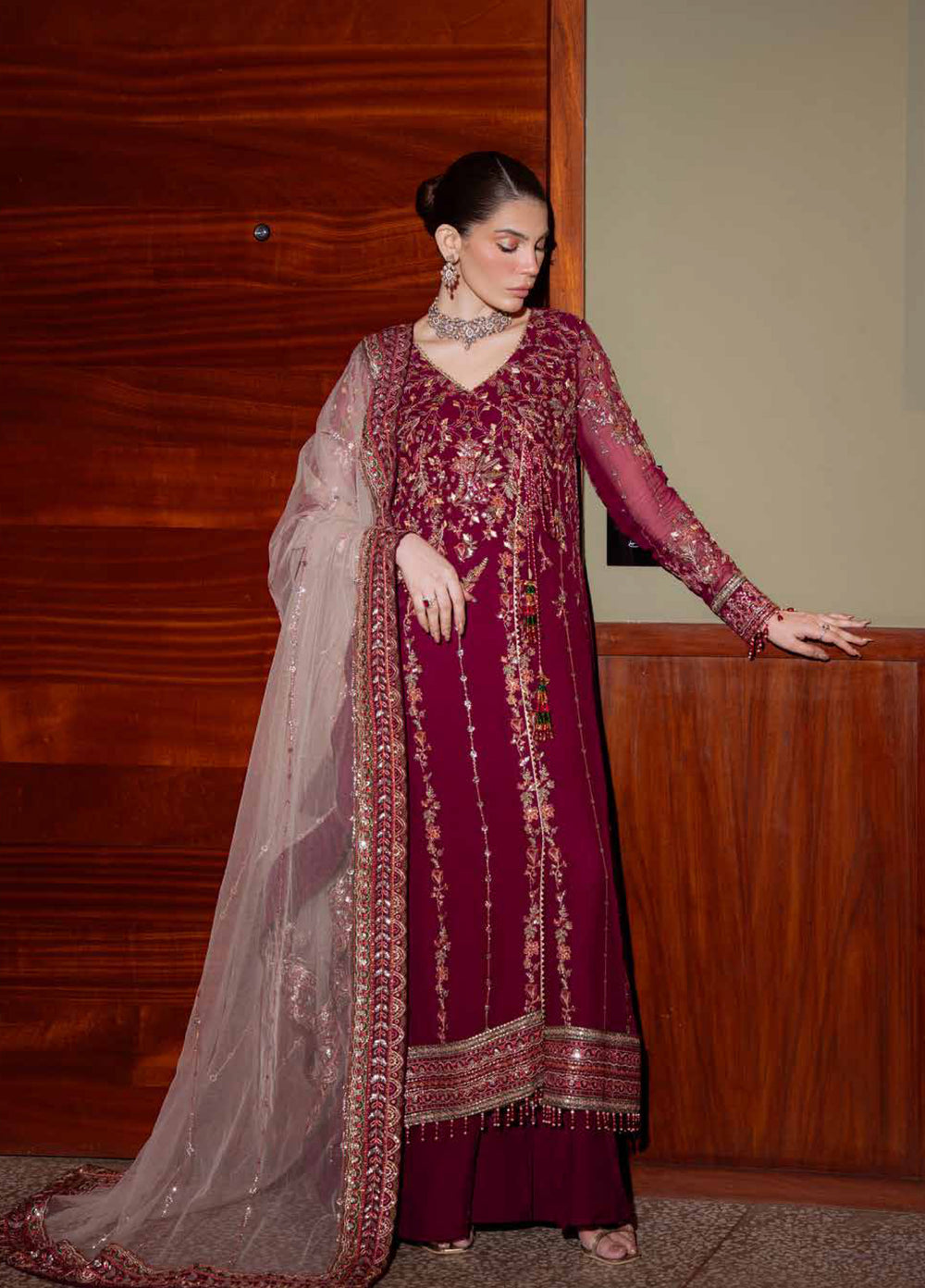 Elaya Luxury by Nureh Unstitched Chiffon Embroidered 3 Piece Suit NU26EL NEL-86 - Festive  Collection