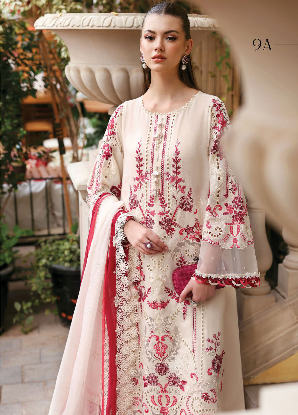 Maria B Unstitched Embroidered Luxury Lawn 3 Piece Suit MB26UEL 9A - Eid Collection