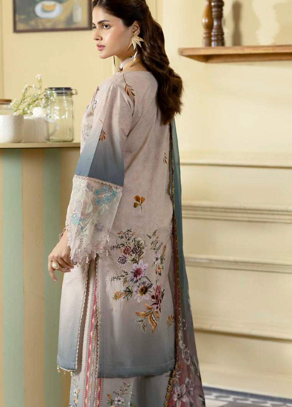 Al Zohaib Unstitched Applique Embroidered Lawn 3 Piece Suit AZ26UAL D-12 - Summer Collection
