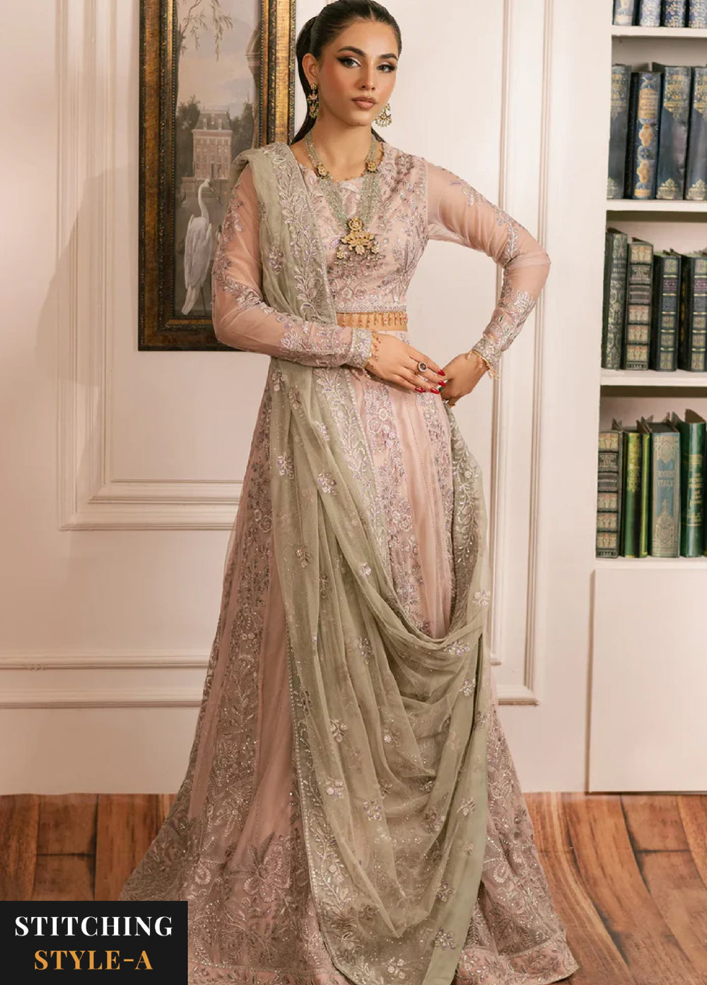 Zarif Women Unstitched Embroidered Net 3 Piece Suit ZR26UFC ZRI 01 DIVAAN - Festive Collection