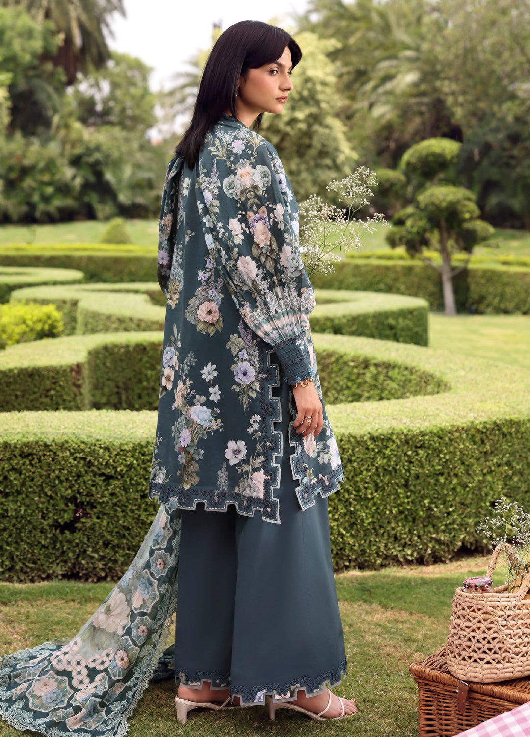 Belladore by Elaf Premium Unstitched Printed Lawn 3 Piece Suit EL26ULB Heather EPA-6B - Summer Collection