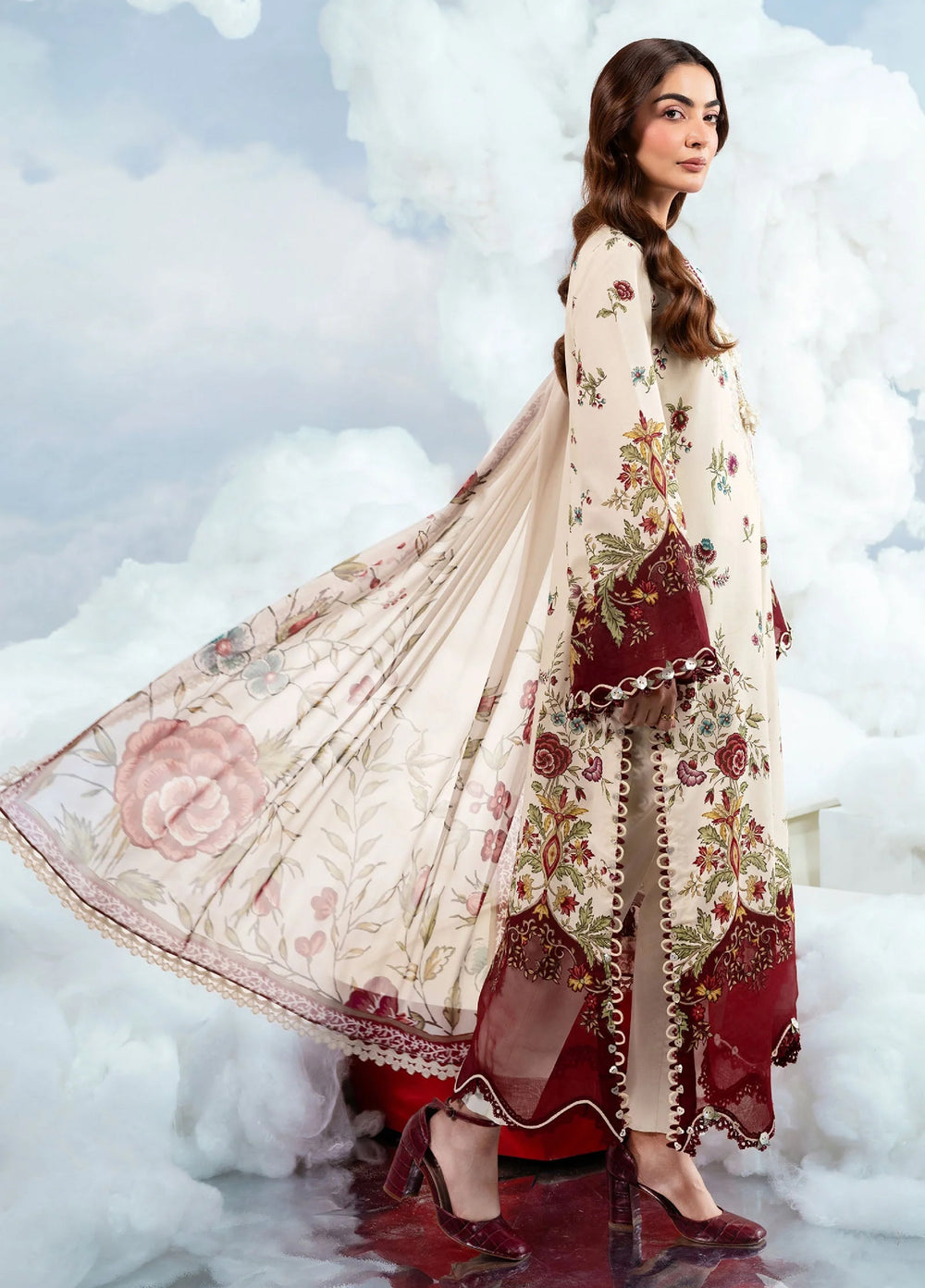 M Basics by Maria B Unstitched Embroidered Lawn 3 Piece Suit MB26SSEL MB-CUSV14-01A - Eid Collection