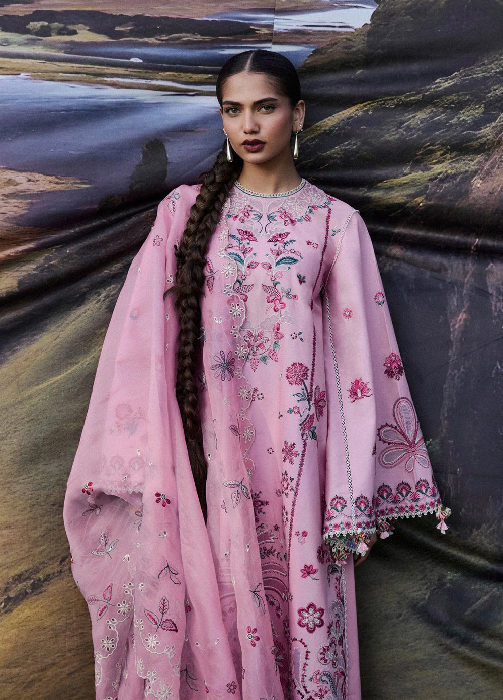 Zan by Hussain Rehar Unstitched Embroidered Lawn 3 Piece Suit HR26UZF Elfa D-112 - Festive Collection