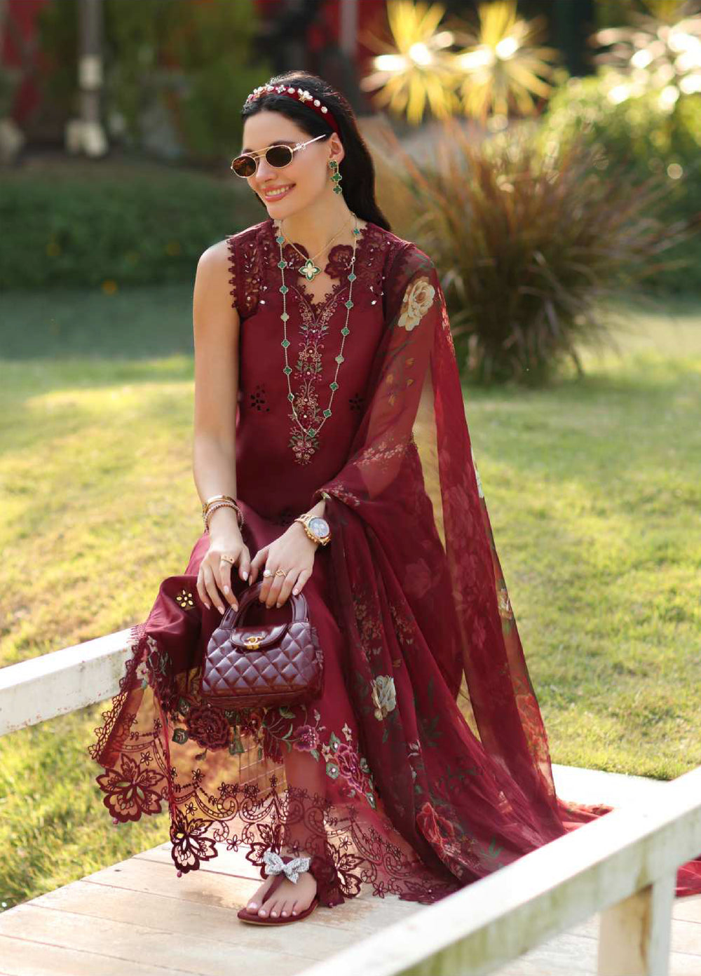 Noor Luxe by Saadia Asad Unstitched Embroidered Lawn 3 Piece Suit SA26ULNE D14 - Eid Collection