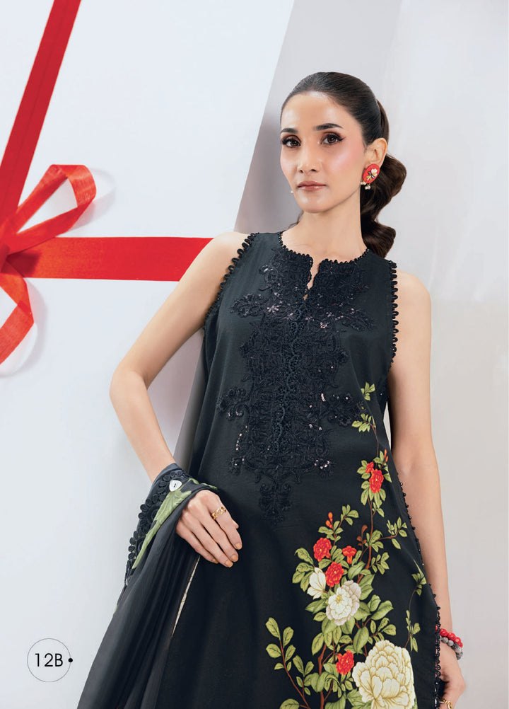 M Basics by Maria B Unstitched Embroidered Lawn 3 Piece Suit MB26UMB MB-CUSV13-12B - Summer Collection